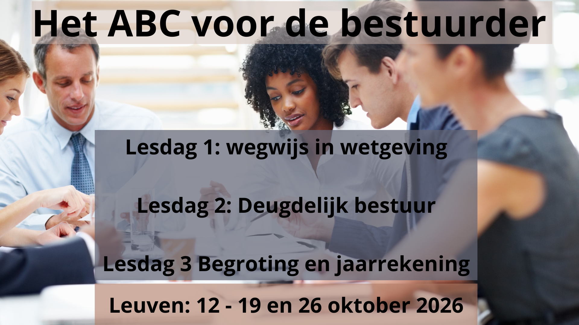 Het ABC voor de bestuurder najaar 2026 Leuven en Gent